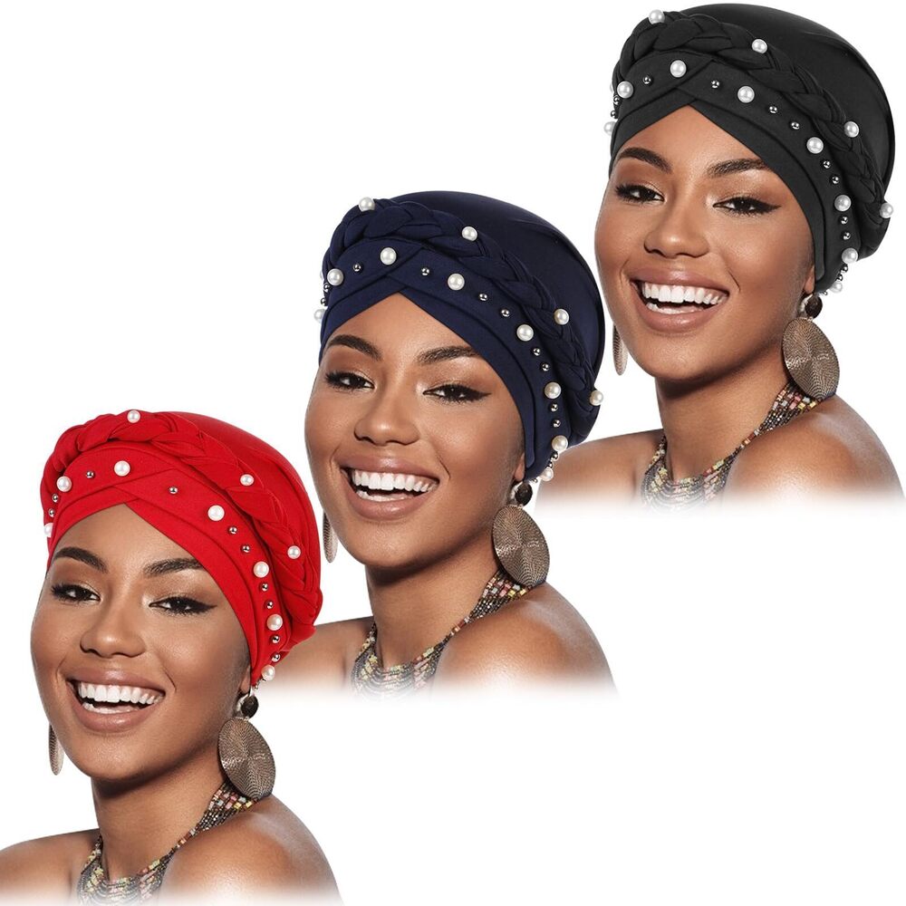 2352 African Turban Caps Beanie Pre-Tied Twisted Braids Headwraps Head